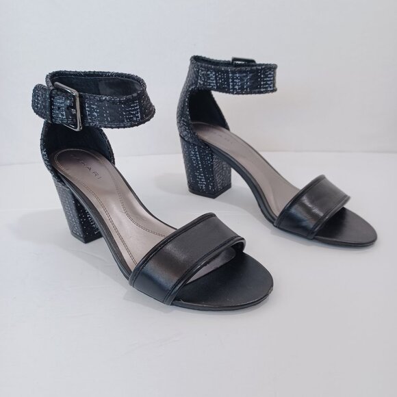 Tahari Heels Adam Open Toe Ankle Strap Black Reptile Block Heel Womens 7 - Picture 8 of 15